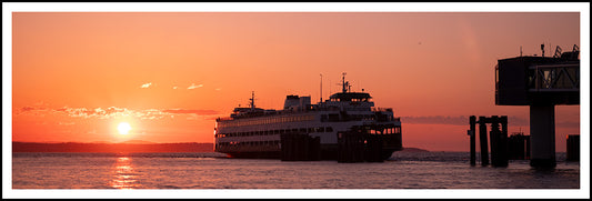 Edmonds Ferry Departing Into the Sunset - Panoramic Crop