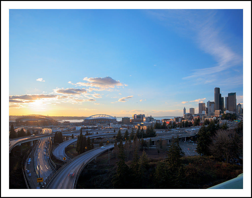 Seattle Stadiums Sunset