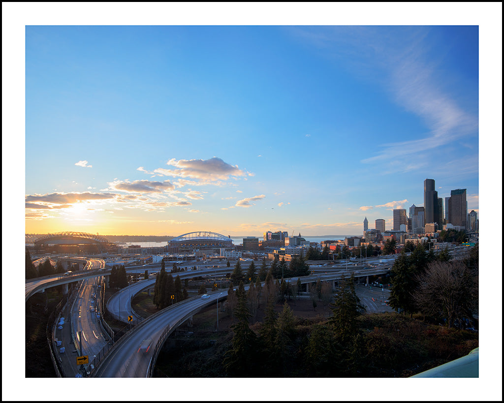 Seattle Stadiums Sunset