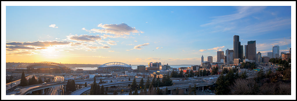 Seattle Stadiums Sunset - Panoramic Crop