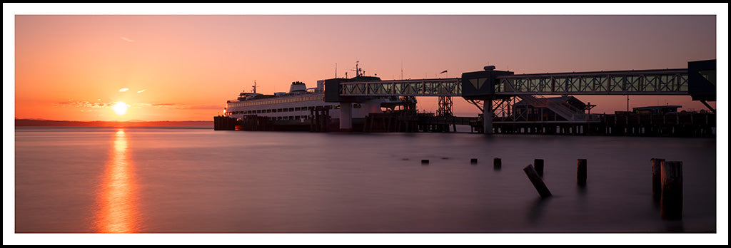 Edmonds Ferry Awaiting Sunset Departure - Panoramic Crop