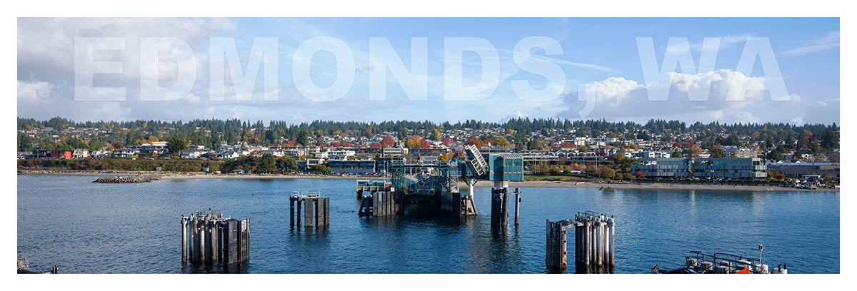 Edmonds Autumn Afternoon from Ferry (Panoramic)